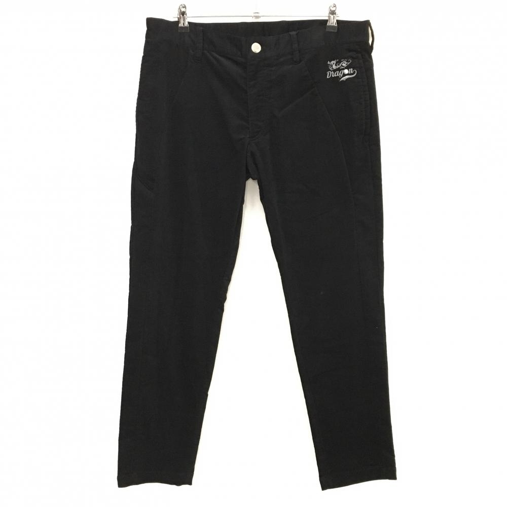 【新品】ダンスウィズドラゴン パンツ 黒×白 表微起毛 ロゴ刺しゅう  メンズ 5(2XL) ゴルフウェア Dance With Dragon