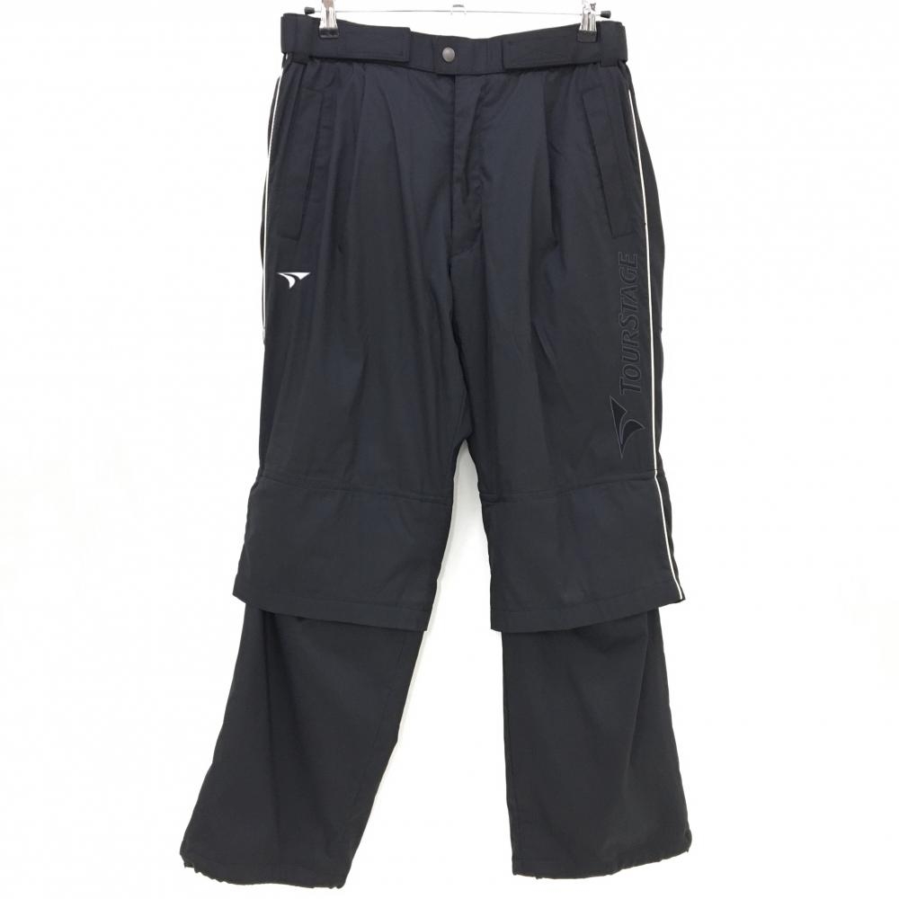 【美品】ツアーステージ パンツ 黒 蓄熱裏地 裏微起毛 ウエスト調節可 メンズ L ゴルフウェア TOURSTAGE