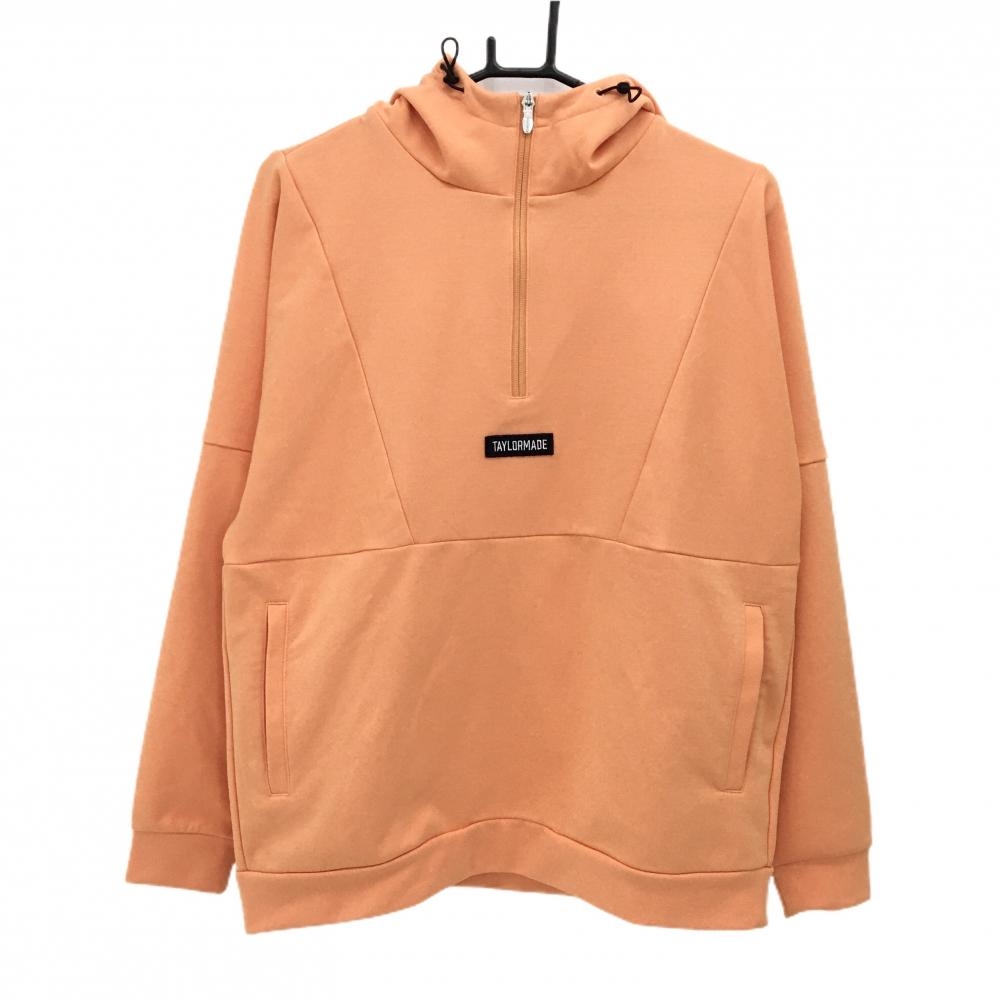 【美品】テーラーメイド トレーナー オレンジ×ネイビー ロゴワッペン メンズ L ゴルフウェア TaylorMade
