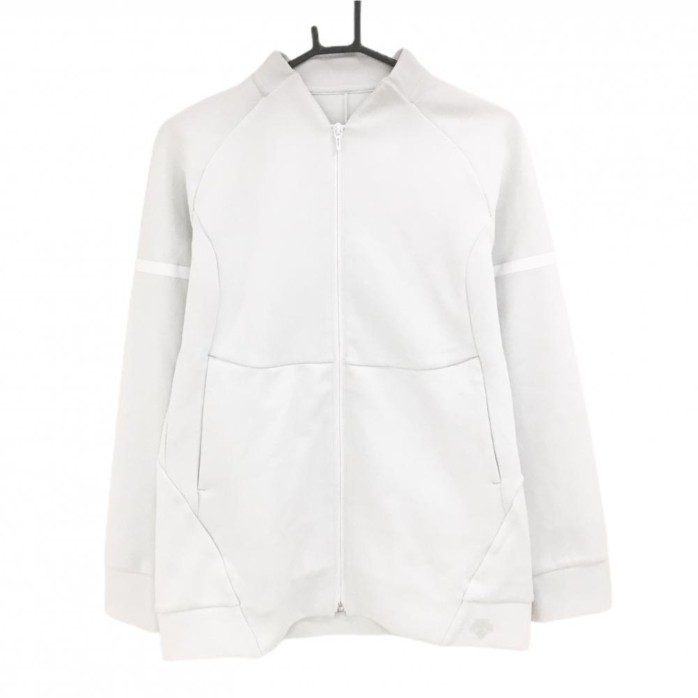 【美品】デサント ジャケットブルゾン オフホワイト 裾ロゴ ZERO STYLE メンズ L ゴルフウェア DESCENTE