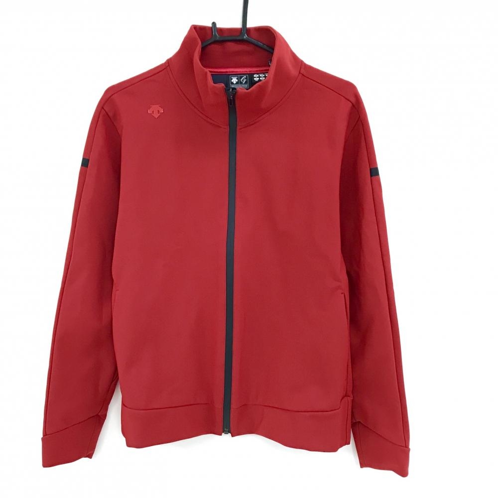 デサントゴルフ ジャケットブルゾン レッド×黒 肩ロゴ 黒ライン 中田英寿  メンズ M ゴルフウェア DESCENTE