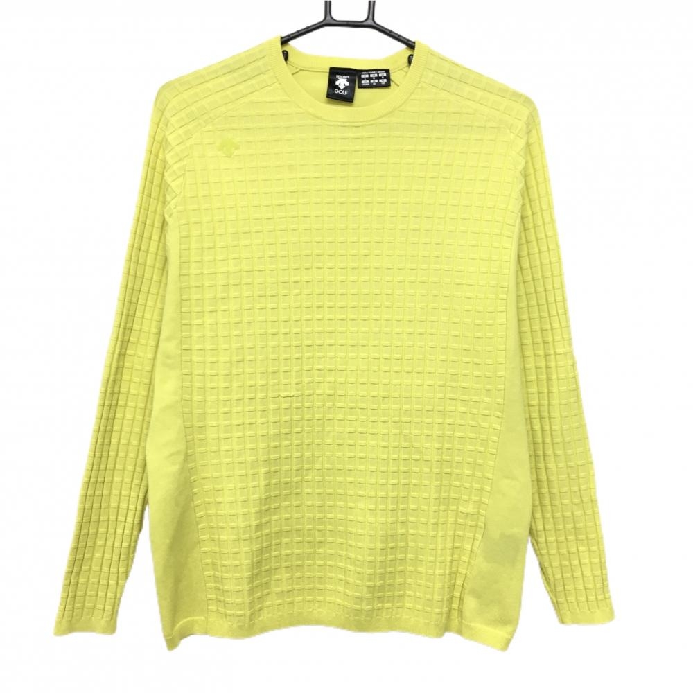 デサントゴルフ セーター イエロー 一部織生地 ニット 中田英寿 メンズ L ゴルフウェア DESCENTE