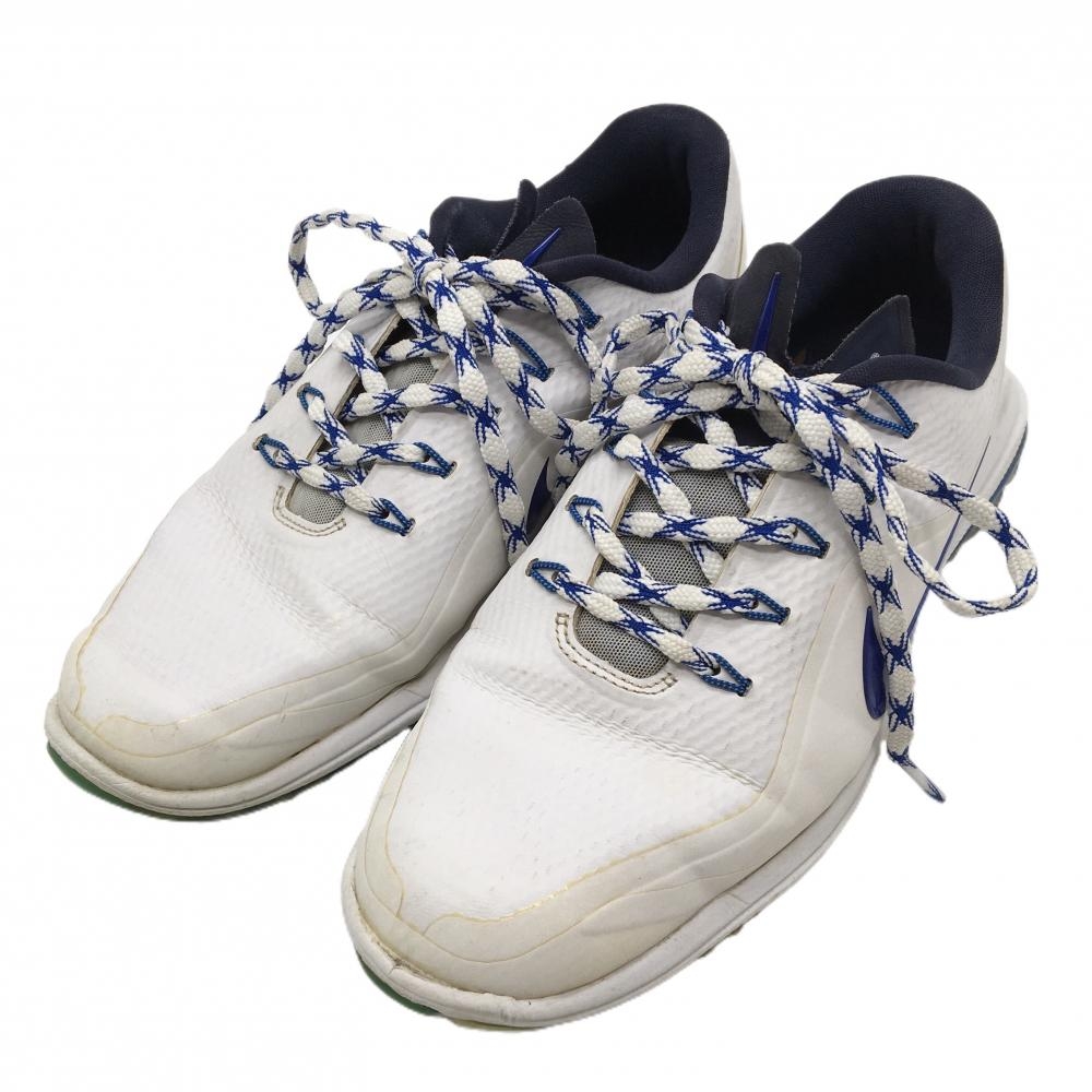 ナイキ ゴルフシューズ 白×ブルー 909037-104 LUNARLON スパイクレス  メンズ 25.0 ゴルフウェア NIKE