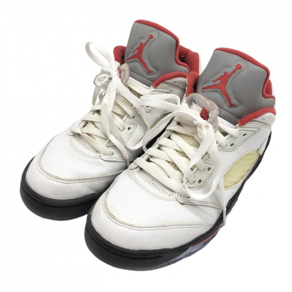 ナイキ エアジョーダン ゴルフシューズ 白×レッド CU4523-100 AIR JORDAN 5 LOW メンズ 25.0 ゴルフウェア NIKE