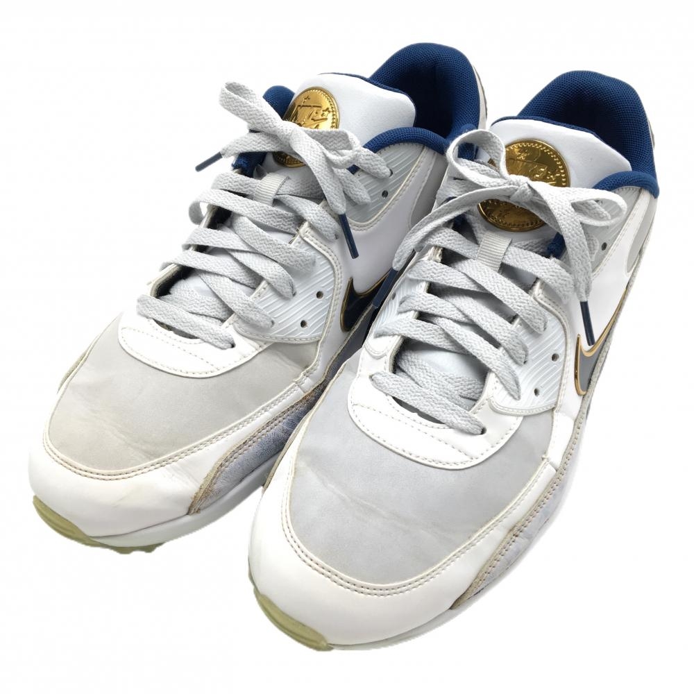 ナイキ ゴルフシューズ 白×ネイビー FB5055-041 AIR MAX 90 GOLF NRG スパイクレス メンズ 29.0 ゴルフウェア NIKE