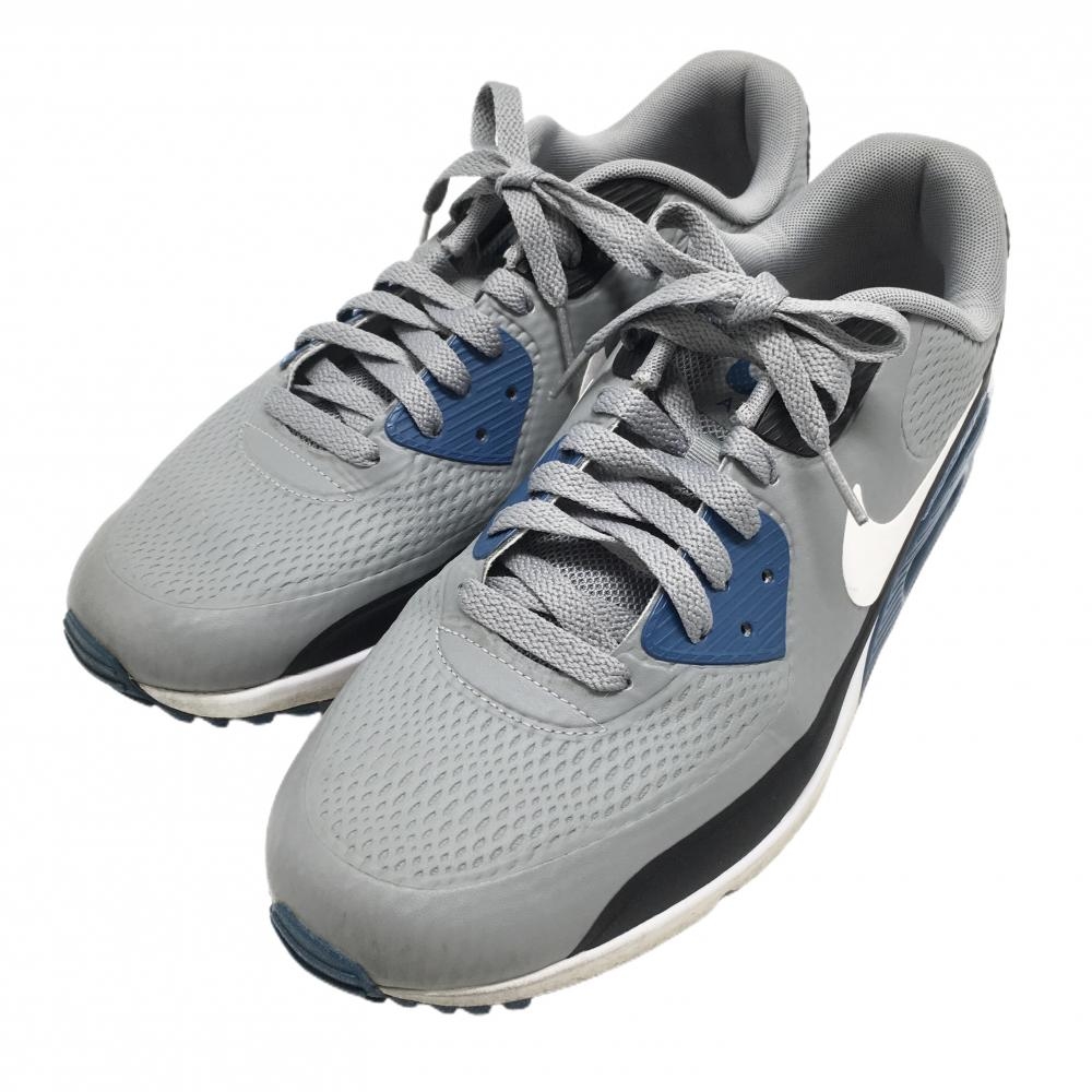 【超美品】ナイキ ゴルフシューズ グレー×ブルー CU9978-004 Air Max 90 スパイクレス メンズ 30.0 ゴルフウェア NIKE