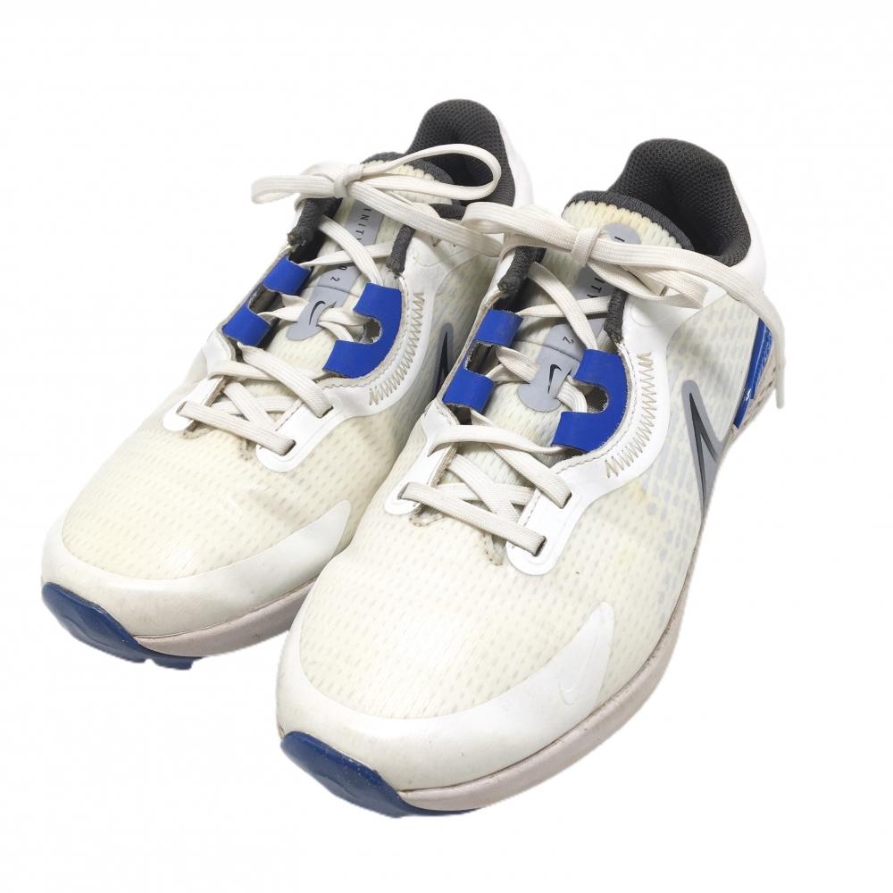 ナイキ ゴルフシューズ 白×ブルー DM8449-104 インフィニティプロ2 スパイクレス メンズ 26.0 ゴルフウェア NIKE