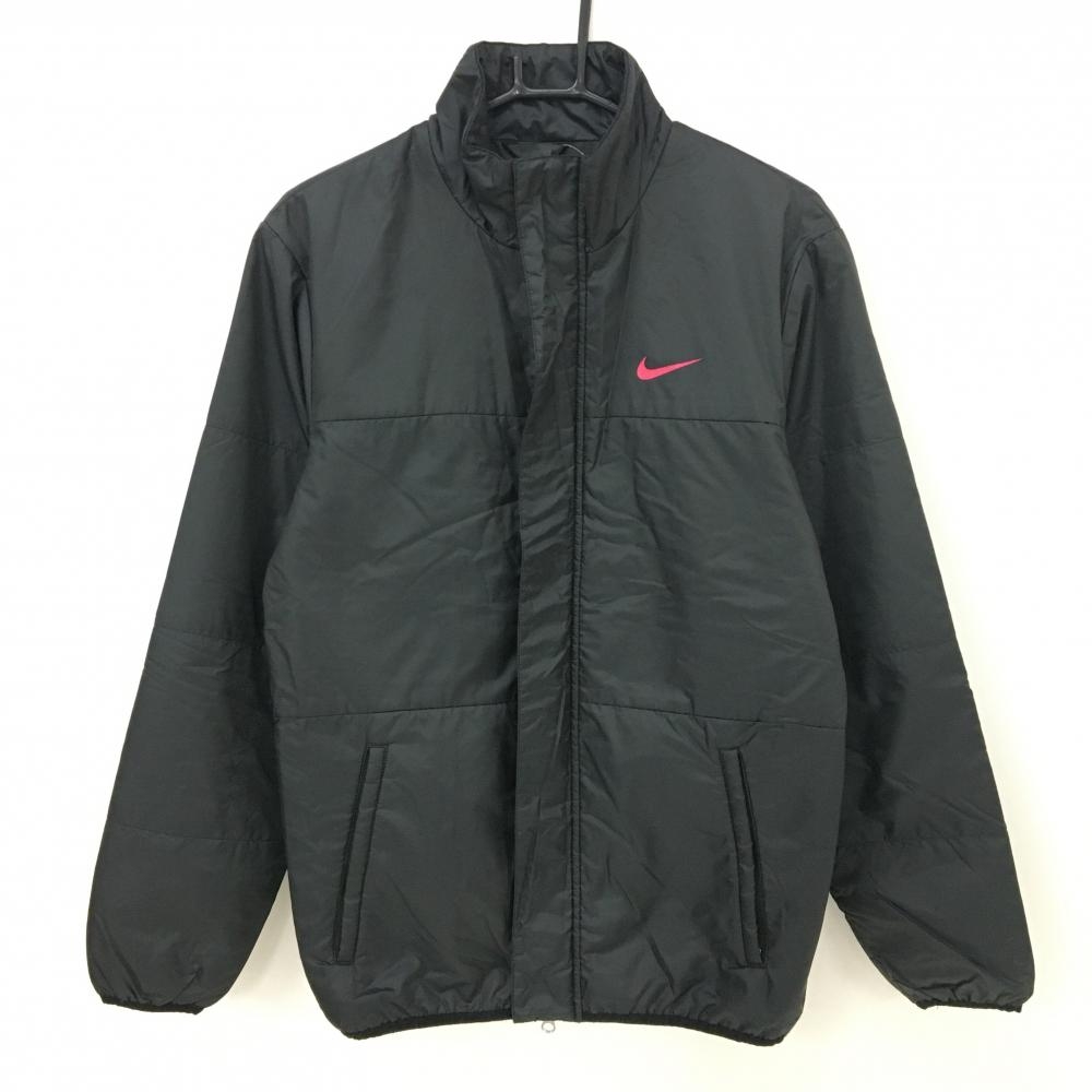 【美品】ナイキゴルフ 中綿ジャケット 黒 ロゴレッドピンク メンズ M ゴルフウェア NIKE
