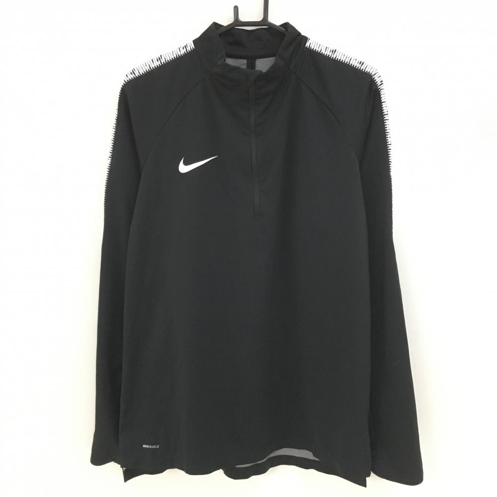 【美品】ナイキ ブルゾン 黒×白 ハーフジップ NIKESHIELD サムホール メンズ XL ゴルフウェア NIKE