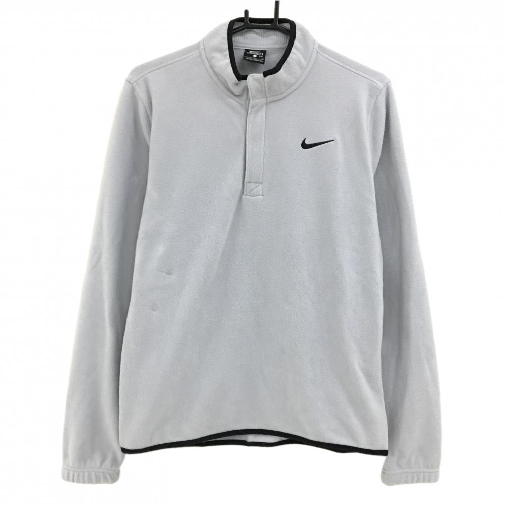 ナイキ ハイネックフリーストレーナー ライトグレー×黒 ハーフジップ  メンズ S ゴルフウェア NIKE