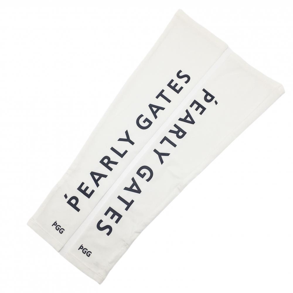 【超美品】PGGパーリーゲイツ アームカバー 白×ダークネイビー サムホール ビッグロゴ メンズ  ゴルフウェア PEARLY GATES