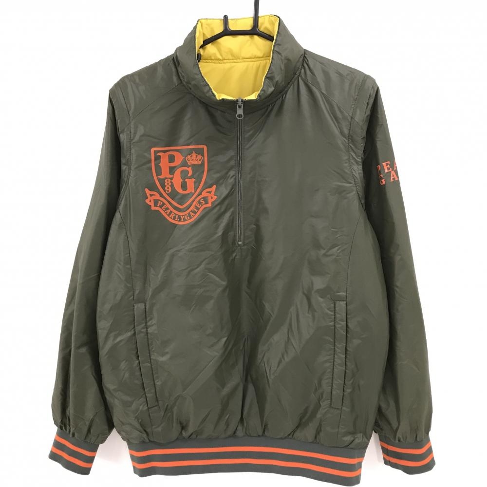 【美品】パーリーゲイツ 4WAY中綿リバーシブルブルゾン カーキ スニード 裏マスタードイエロー系   メンズ 5(L) ゴルフウェア PEARLY GATES