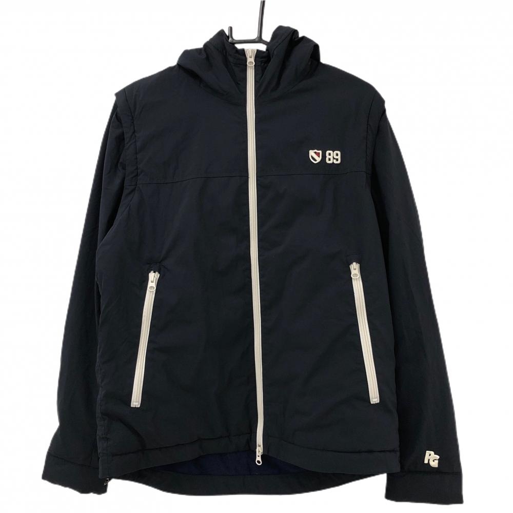 【超美品】パーリーゲイツ 2WAY中綿ジャケット ネイビー フード付 袖着脱可  メンズ 5(L) ゴルフウェア PEARLY GATES