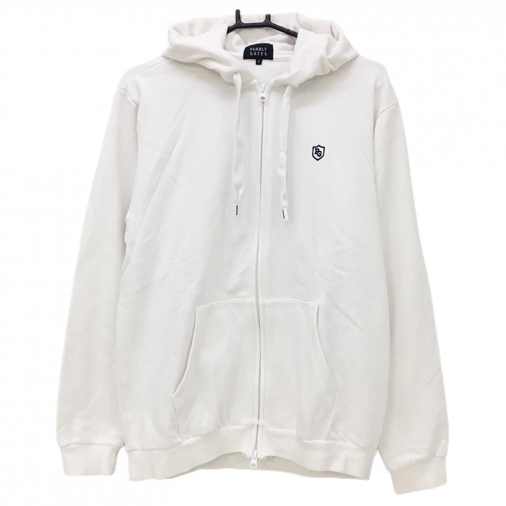 【美品】パーリーゲイツ ジップパーカー 白 後ビックプリント ブルゾン メンズ 5(L) ゴルフウェア PEARLY GATES