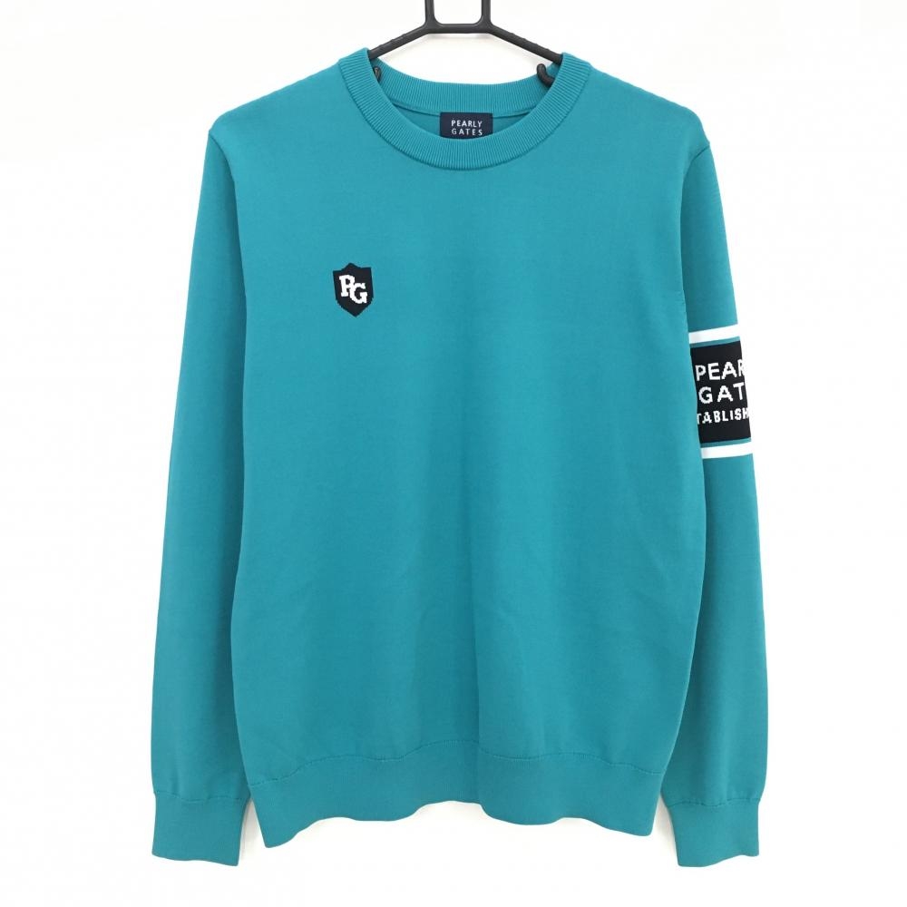 【超美品】パーリーゲイツ セーター グリーン×黒 袖ライン ニット  メンズ 5(L) ゴルフウェア PEARLY GATES