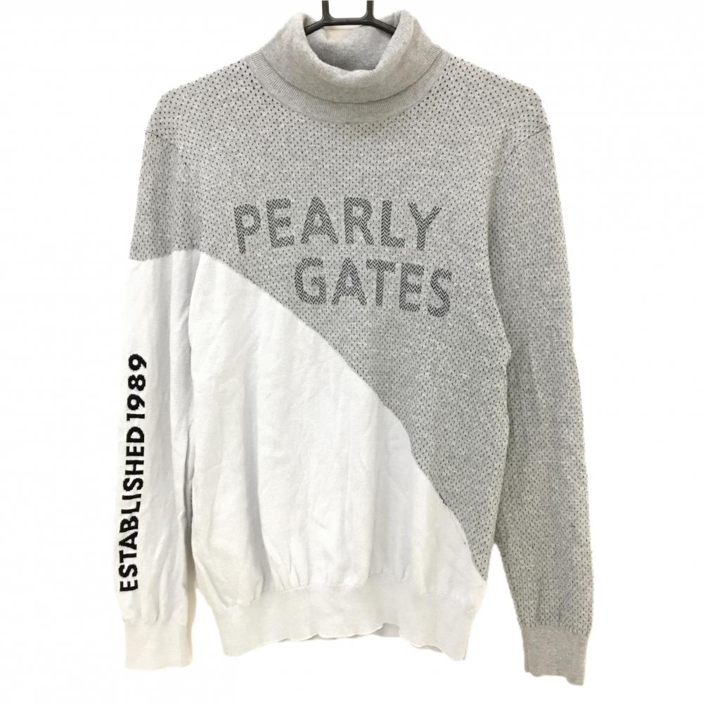 パーリーゲイツ タートルネックセーター ライトグレー×杢グレー×ダークネイビー  メンズ 4(M) ゴルフウェア 2024年モデル PEARLY GATES