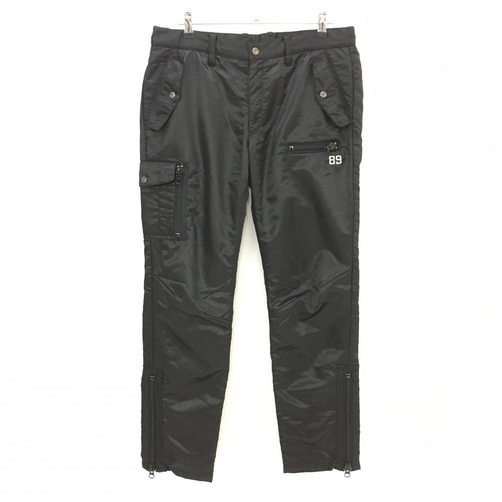 【美品】パーリーゲイツ 中綿パンツ 黒 裏地付 裾ジップ メンズ 6(XL) ゴルフウェア PEARLY GATES