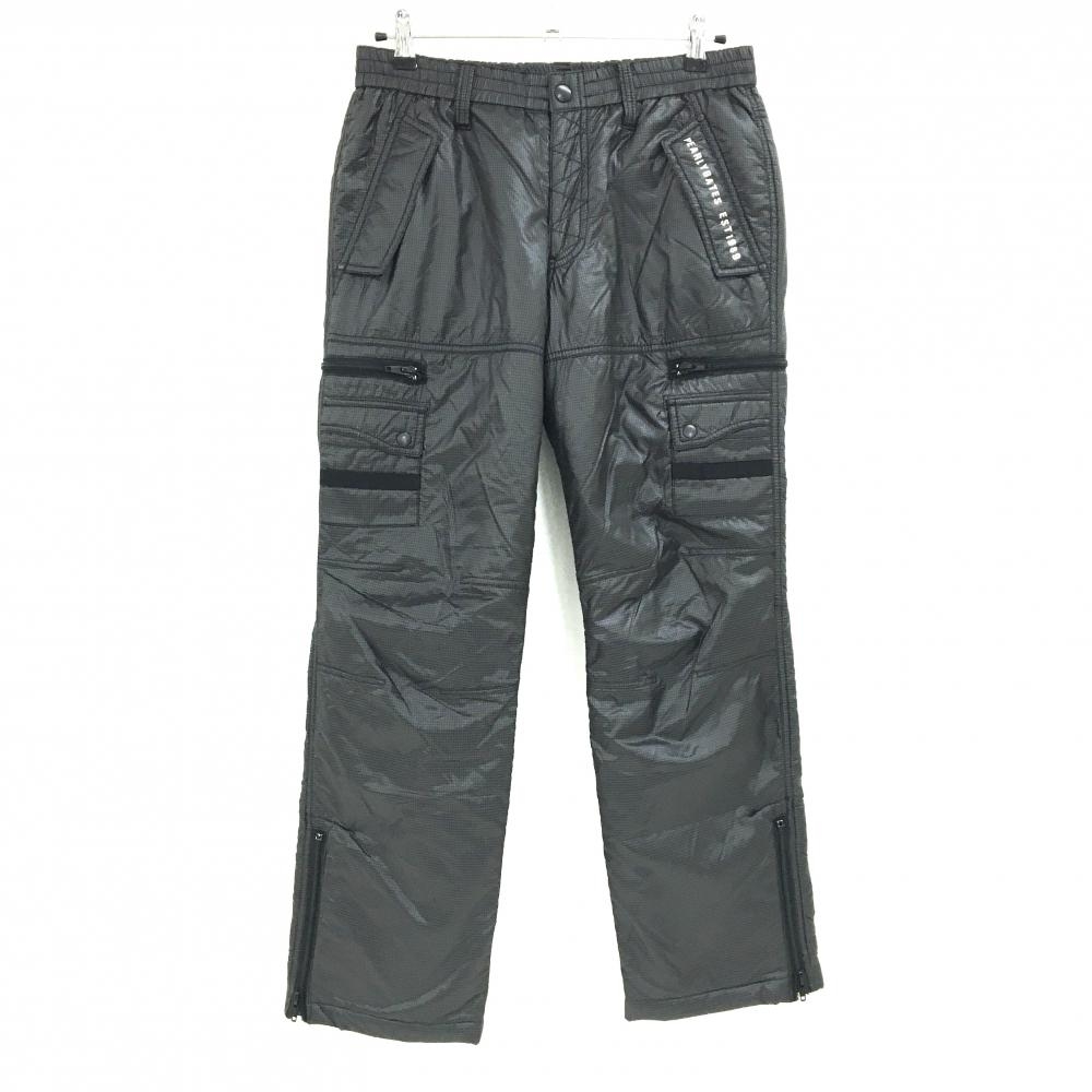 【超美品】パーリーゲイツ 中綿ナイロンパンツ 黒×白 格子チェック ウエストゴム ティー装着可  メンズ 5(L) ゴルフウェア PEARLY GATES