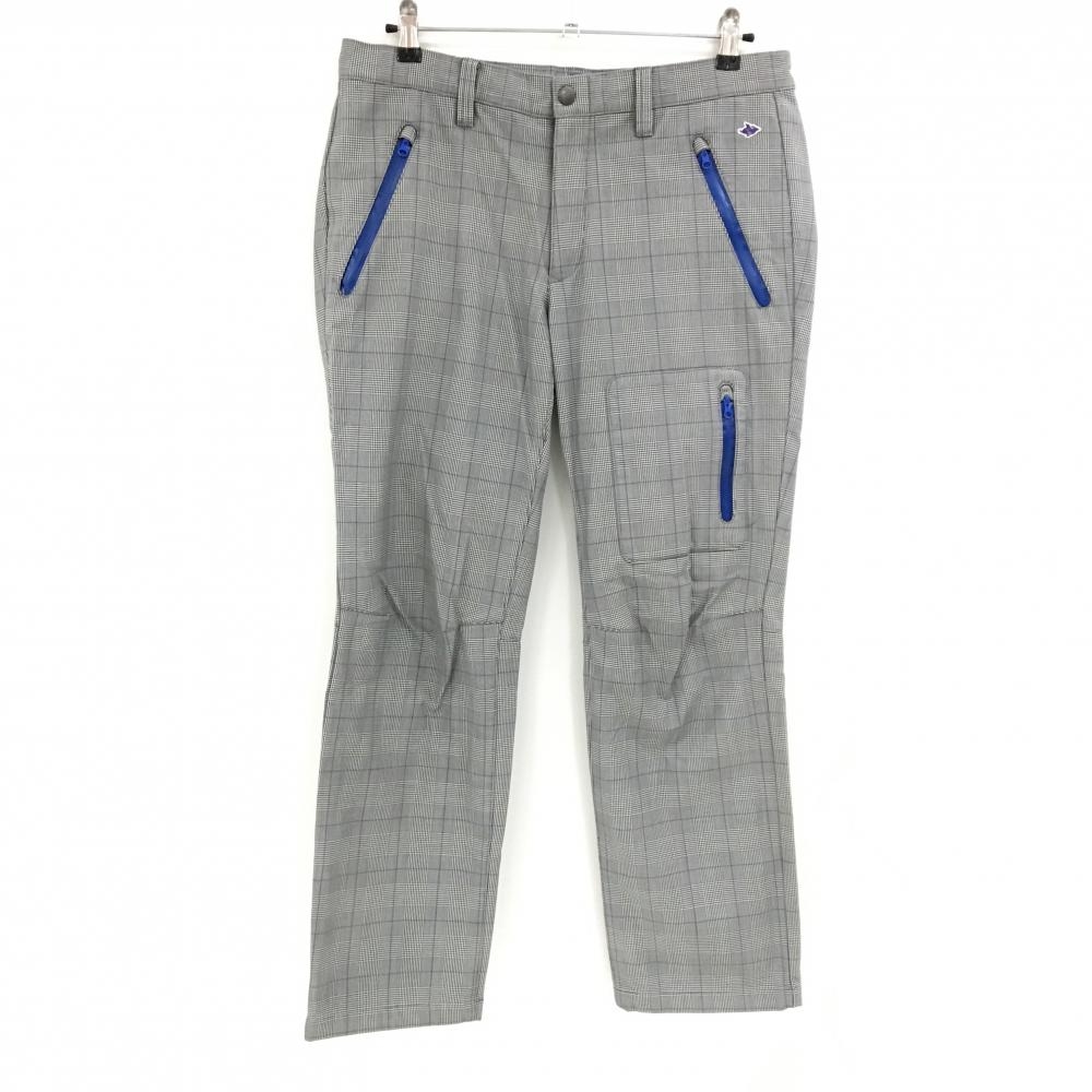 パーリーゲイツ パンツ 白×黒×ブルー グレンチェック 裏起毛 メンズ 6(XL) ゴルフウェア PEARLY GATES