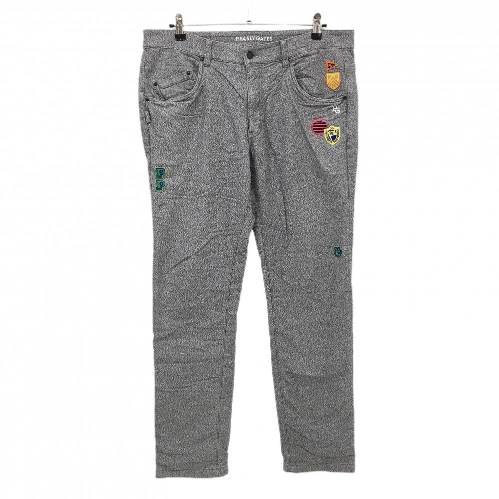 【美品】パーリーゲイツ パンツ 杢グレー 裏地微起毛 ロゴ  メンズ 7(2XL) ゴルフウェア 大きいサイズ PEARLY GATES