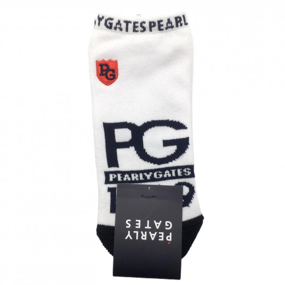 【新品】パーリーゲイツ ソックス 白×ネイビー ロゴ 靴下 底部滑り止め メンズ  ゴルフウェア PEARLY GATES