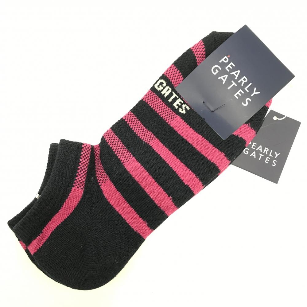 【新品】パーリーゲイツ ソックス ネイビー×ピンク くるぶし丈 ボーダー メンズ FR ゴルフウェア PEARLY GATES