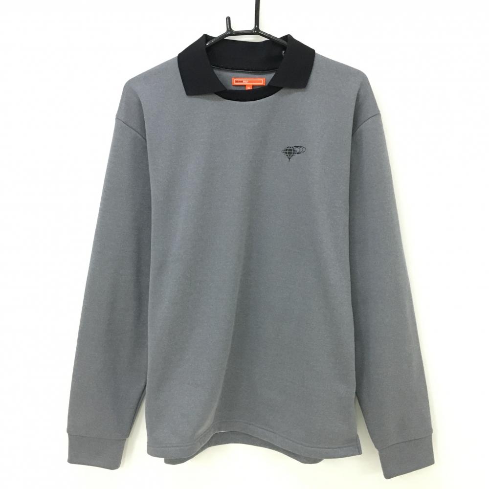 ビームスゴルフ 襟付トレーナー グレー×黒 裏起毛 袖ロゴ  メンズ XL ゴルフウェア BEAMS GOLF