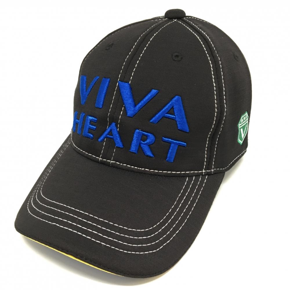 【超美品】ビバハート キャップ 黒×ブルー ビッグロゴ刺しゅう メンズ  ゴルフウェア VIVA HEART