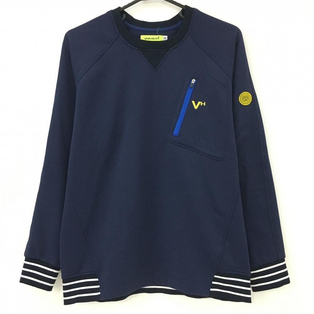 ビバハート トレーナー ネイビー 袖口・裾ライン 裏起毛 メンズ 50(L) ゴルフウェア VIVA HEART