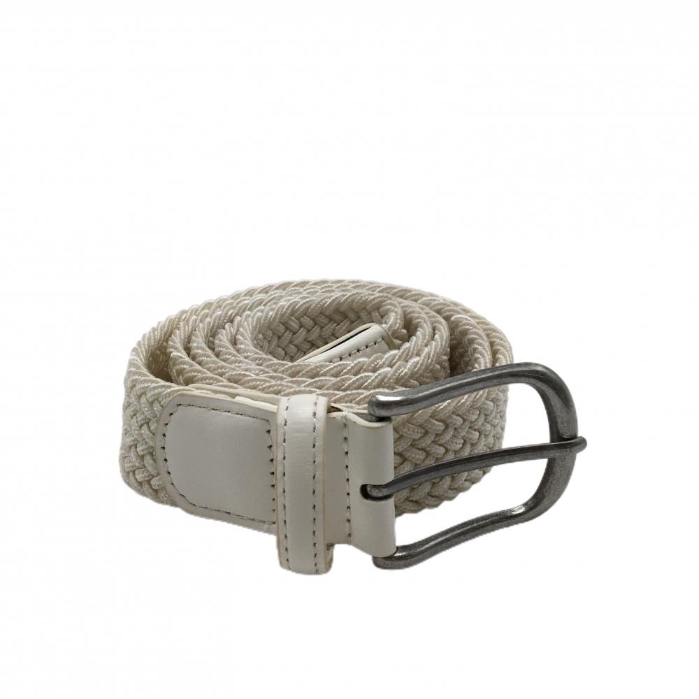 【美品】フィラゴルフ メッシュベルト 白 編み込み ロゴ型押し メンズ  ゴルフウェア FILA GOLF