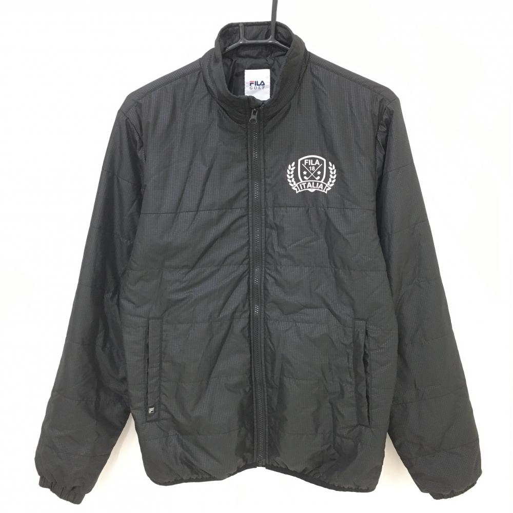 【美品】フィラゴルフ 中綿ジャケット 黒 千鳥格子地模様  メンズ M ゴルフウェア FILA GOLF