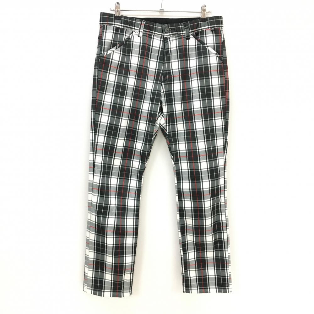 【美品】フィラゴルフ パンツ ダークグリーン×白 チェック 裏起毛 メンズ LL ゴルフウェア FILA GOLF