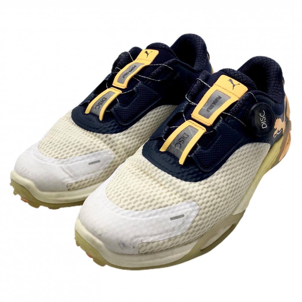 【美品】プーマ ゴルフシューズ オレンジ×ネイビー シャドウキャットニトロ 310219-07  メンズ 25.5 ゴルフウェア 2024年モデル PUMA