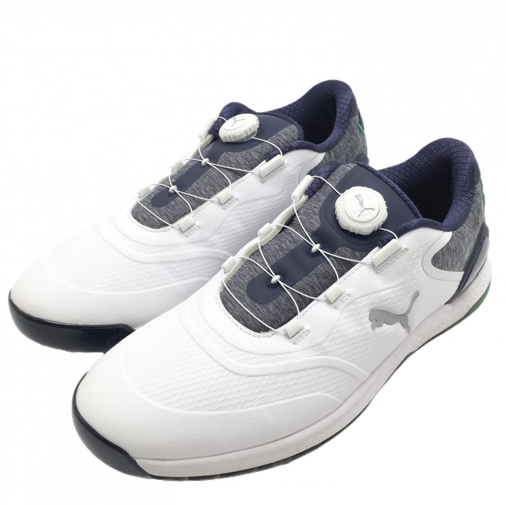 【超美品】プーマ ゴルフシューズ 白×ネイビー 377526-06 プロアダプトアルファキャット2.0 スパイクレス メンズ 29.5 ゴルフウェア PUMA