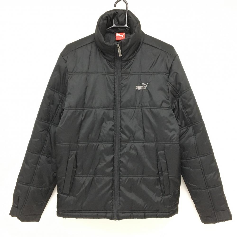 【美品】プーマ 中綿ジャケット 黒 ロゴグレー メンズ US-S ゴルフウェア PUMA