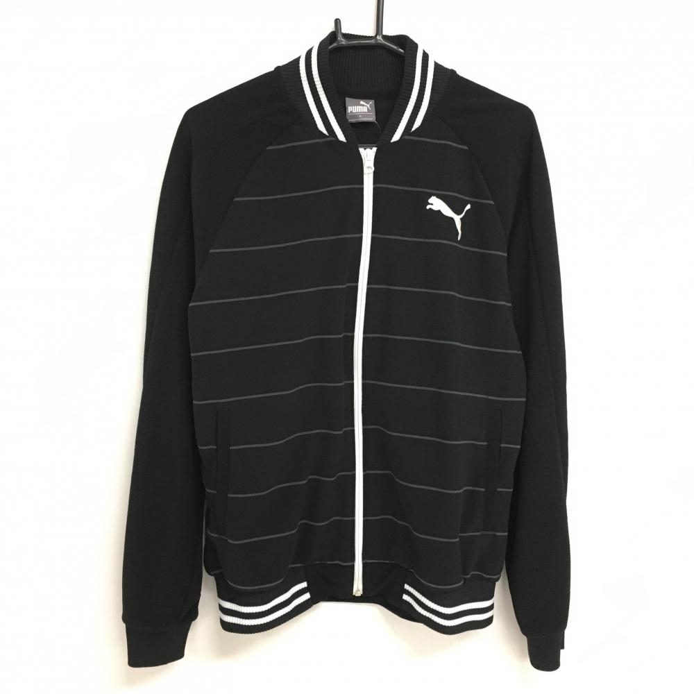 【超美品】プーマ ジャケットブルゾン 黒×グレー 前身頃ボーダー DRYCELL メンズ XL ゴルフウェア PUMA