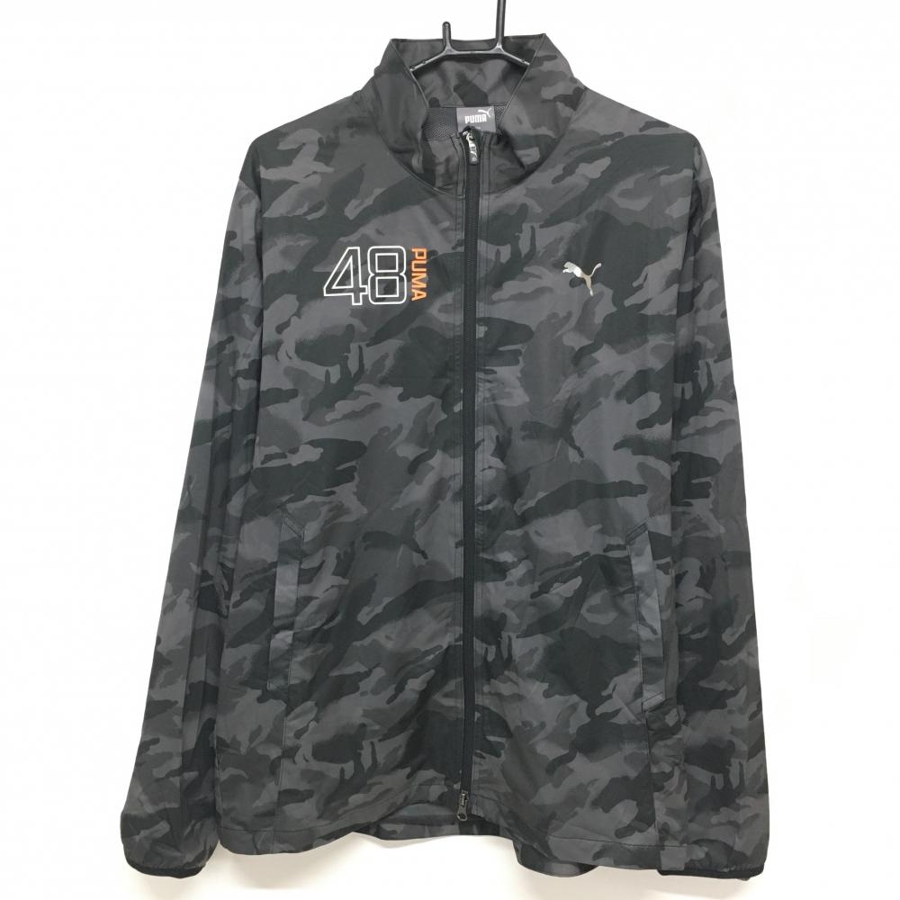 【超美品】プーマ ジャケットブルゾン グレー×黒 カモフラ 裏地メッシュ 迷彩 メンズ XXL ゴルフウェア 大きいサイズ PUMA