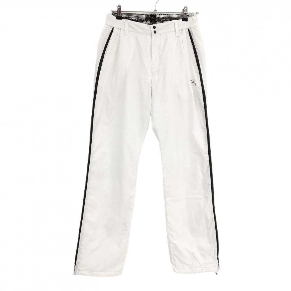 プーマ 中綿パンツ 白×黒 ロゴ刺しゅう サイドライン 裾ドローコード メンズ M ゴルフウェア PUMA
