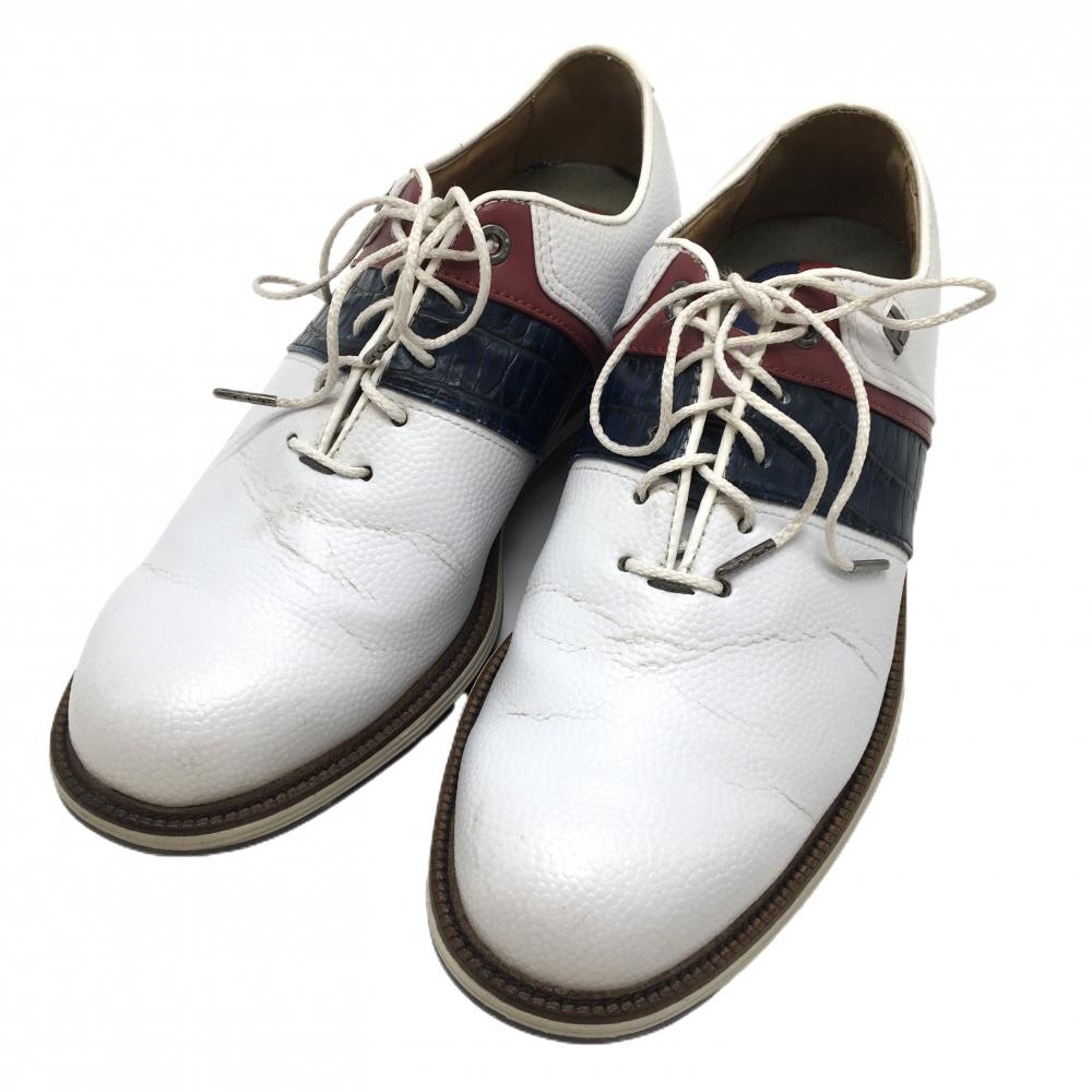 フットジョイ ゴルフシューズ 白×ネイビー 53932J 一部型押し DRYJOYS PREMIERE  メンズ 25.0 ゴルフウェア FootJoy