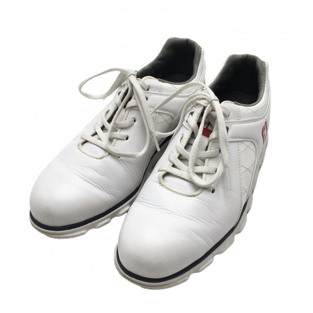 【美品】フットジョイ ゴルフシューズ 白×レッド スパイクレス 56853J PRO SL  メンズ 24.5 ゴルフウェア FootJoy