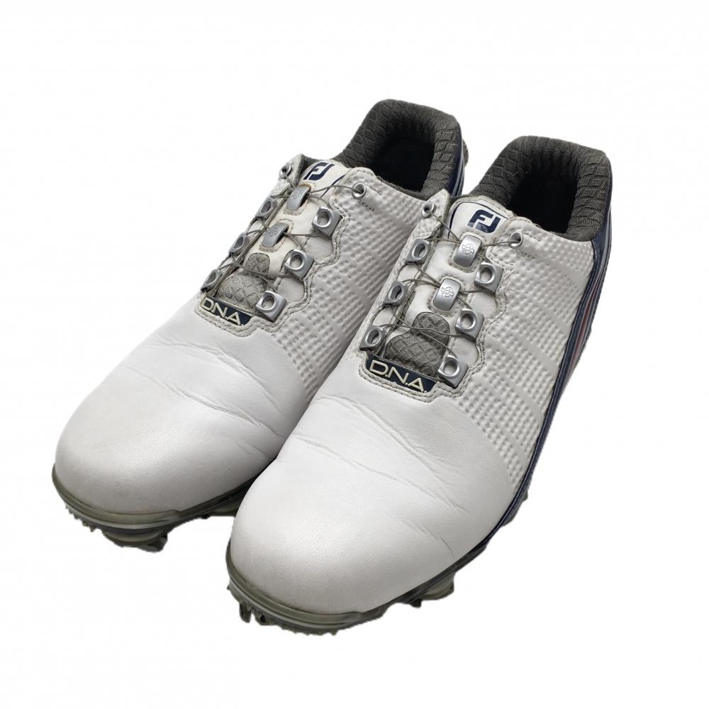 【美品】フットジョイ ゴルフシューズ 白×ネイビー 53313J DNA ダイヤル式 BOA  メンズ 24.5 ゴルフウェア FootJoy