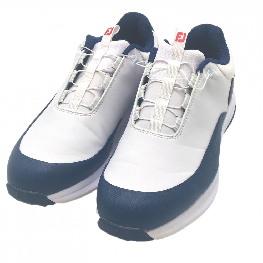【美品】フットジョイ ゴルフシューズ 白×ネイビー 56963J  メンズ 25.5 ゴルフウェア 2024年モデル FootJoy