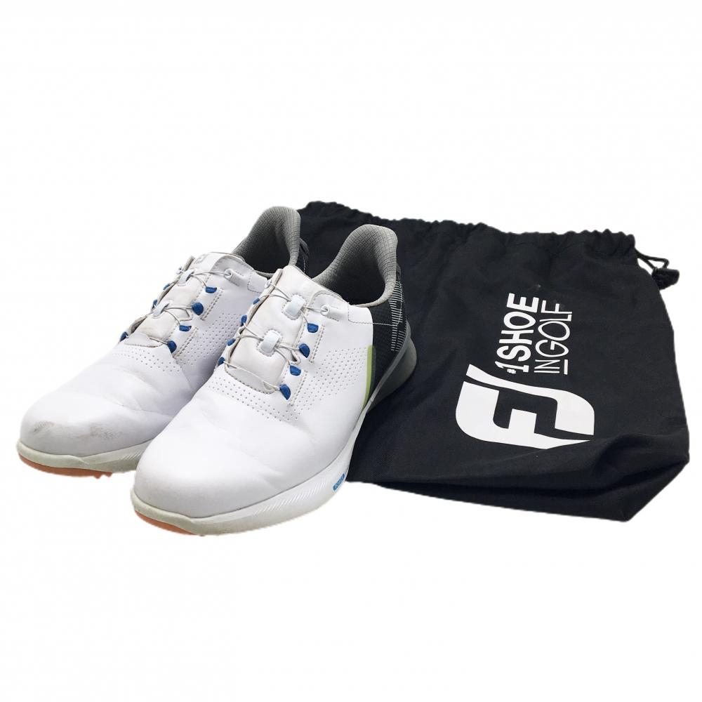 【美品】フットジョイ ゴルフシューズ 白×黒 FUEL BOA 55448J スパイクレス ダイヤル式 BOA 収納袋付 メンズ 25.0 ゴルフウェア FootJoy
