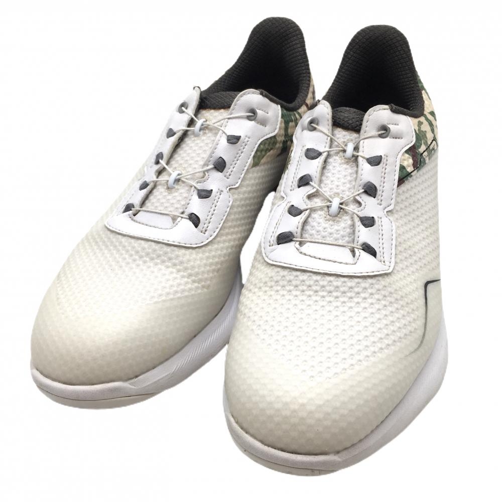 フットジョイ ゴルフシューズ 白×グリーン 後ろカモフラ柄 53390J ダイヤル式 BOA  メンズ 25.5 ゴルフウェア FootJoy