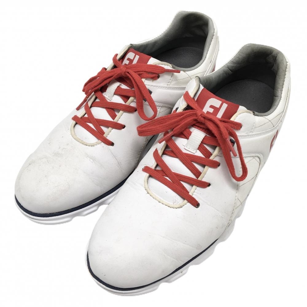フットジョイ ゴルフシューズ 白×レッド PRO/SL Lace 56853J スパイクレス メンズ 26.0 ゴルフウェア FootJoy