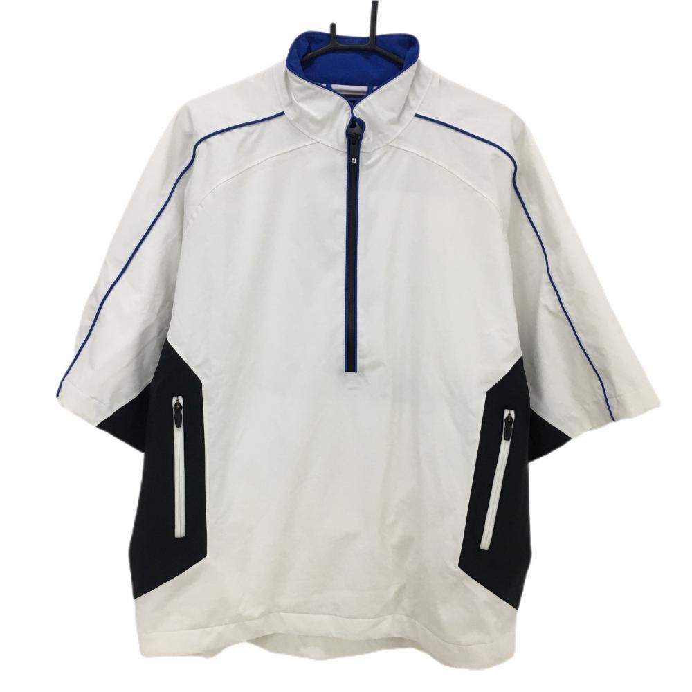 【美品】フットジョイ 半袖ジャケット 白×黒 ハーフジップ DRYJOYS メンズ M ゴルフウェア FootJoy