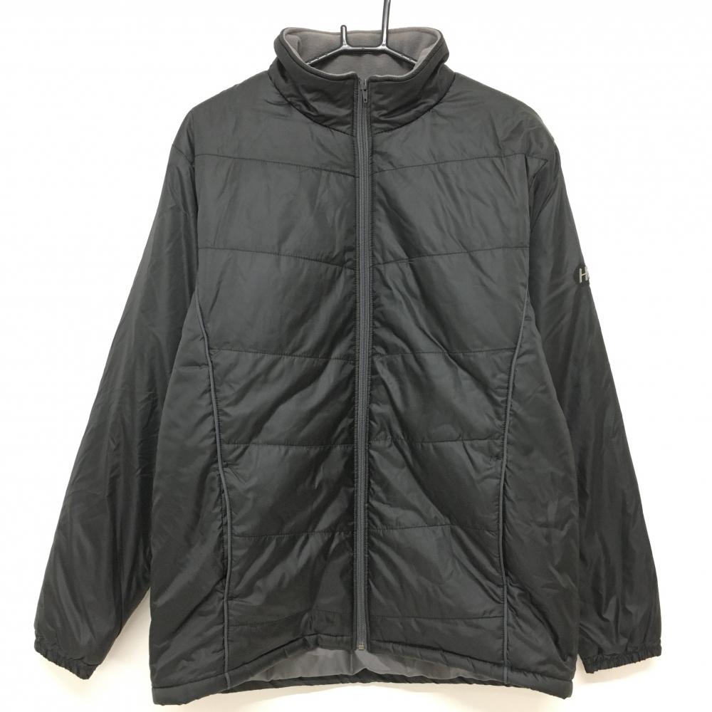 【美品】ホンマ 中綿ジャケット 黒 シンプル 袖ワッペン メンズ L ゴルフウェア HONMA