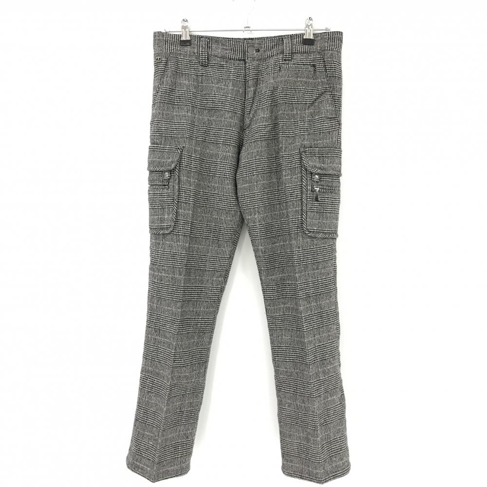 マークアンドロナ パンツ 黒×グレー グレンチェック ウール混 メンズ S ゴルフウェア MARK＆LONA