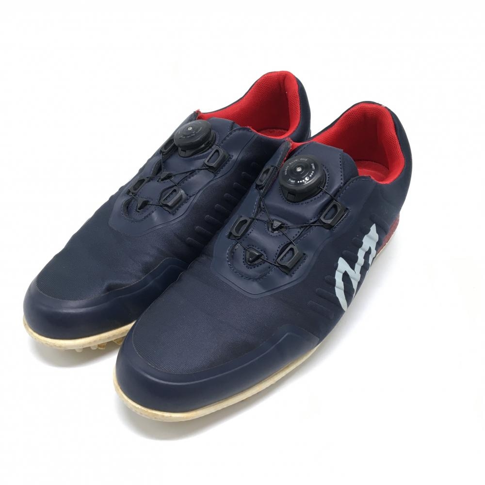 【美品】マスターバニー ゴルフシューズ ネイビー×レッド 158-9992301 ダイヤル式 メンズ 25.5 ゴルフウェア MASTER BUNNY EDITION