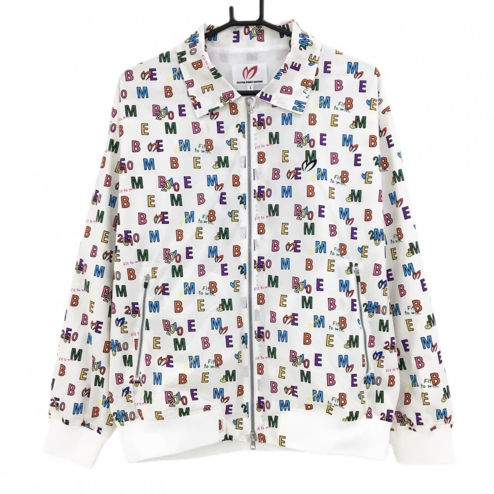 【新品】マスターバニー ジャケットブルゾン 白×マルチカラー ロゴ総柄  メンズ 4(M) ゴルフウェア 2024年モデル MASTER BUNNY EDITION